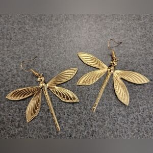 Gold Dragonfly Earrings